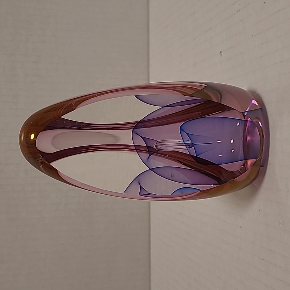 Edward Kachurik Art Glass 3 Panel Sculpture Amethyst Paperweight - Picture 9 of 16